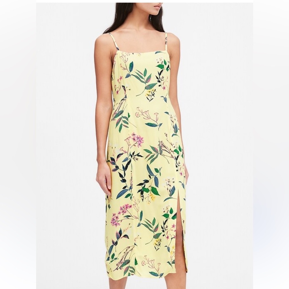 NWT Banana Republic Floral Yellow Midi Dress